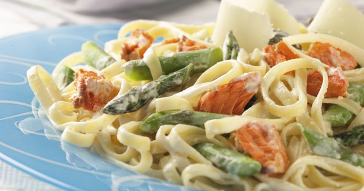 Alfredo Sauced Salmon and Noodles
