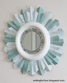Home Decor - DIY Sunburst Mirror from Setting for Four #mirror #sunburst #diy #craft #home #bead #tutorial