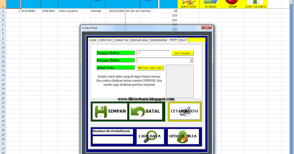 Download Aplikasi PPDB Tahun Pelajaran 2015 Format Excel