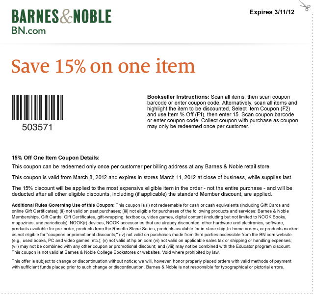 Barnes And Noble Coupons October 2018 Printable Graphic