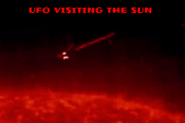 Huge UFO visiting the Sun seen right near it.