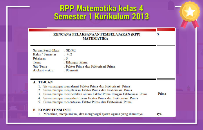 RPP Matematika kelas 4 Semester 1 Kurikulum 2013 RPP K13