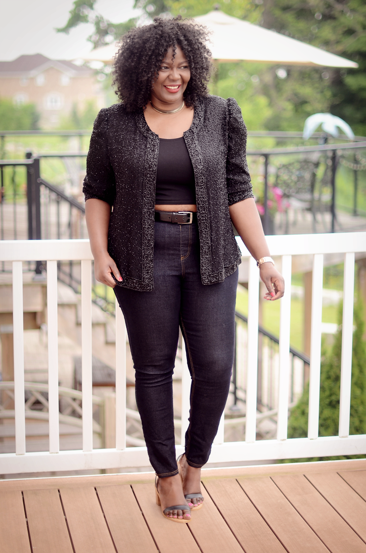 How to Wear vintage #Sequins jacket and still look chic #ootd #plussize #croptop #fashion- women #psblogger #curves