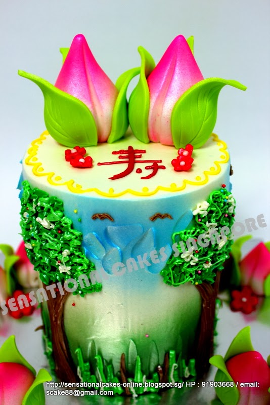 The Sensational Cakes RAINBOW CAKE SINGAPORE / LONGEVITY PEACH SHOU