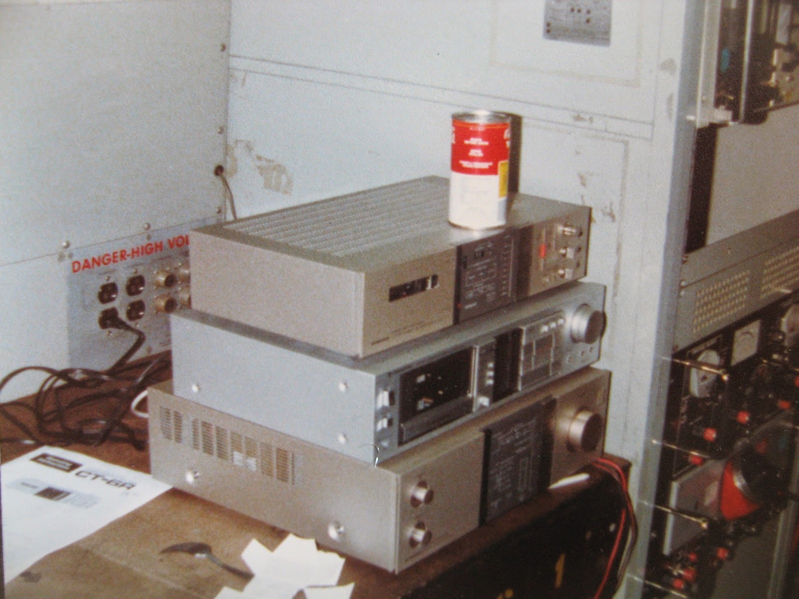 Stereo set up in the Calibration Lab shop 670 on board USS Nimitz 1982