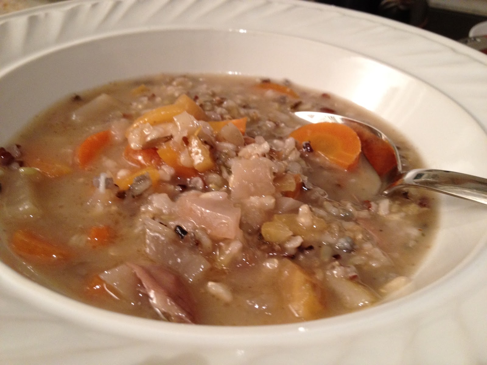 The Full Plate Blog chicken, wild rice and root vegetable soup