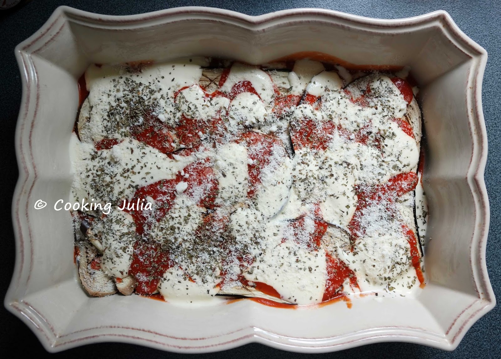 COOKING JULIA GRATIN LÉGER D'AUBERGINES À LA RICOTTA