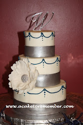 silver cake navy fondant cakes chocolate bands flower va mold medallion gumpaste piping had added