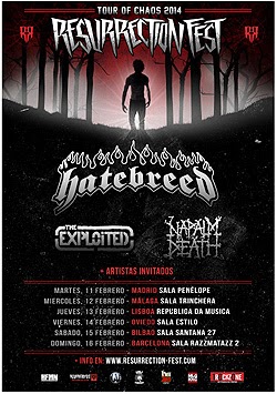 Hatebreed, Napalm Death y The Exploited, Tour Of Chaos en España y Portugal en febrero 2014 