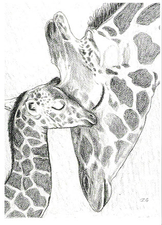 Giraffe love for baby pic