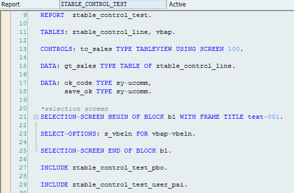 table control ABAP logic - definitions