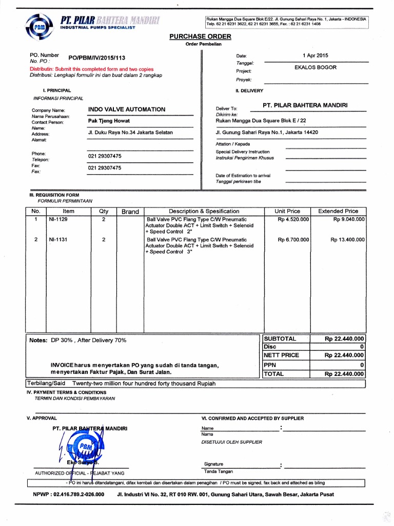 Contoh Po Purchase Order Dan Cara Membuatnya Kumpulan