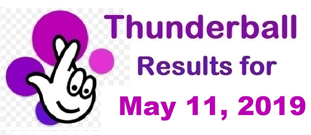 Thunderball results for Saturday, May 11, 2019 Thunderball results for Saturday, May 11, 2019