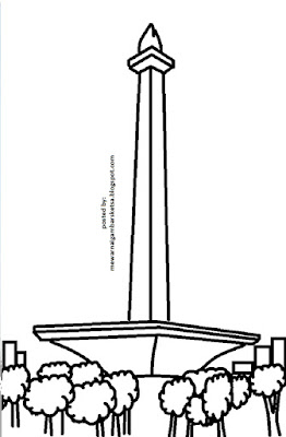 Mewarnai Gambar: Mewarnai Gambar Sketsa Tugu Monas 1