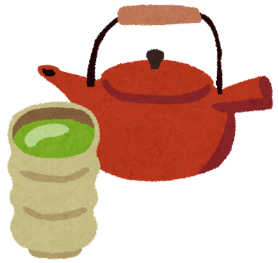 緑茶のイラスト「きゅうすとゆのみ」