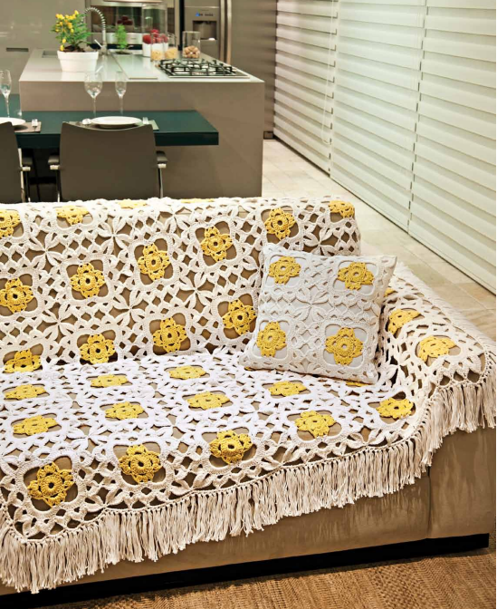 patrones de manta y almohadón tejido con ganchillo