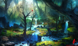forest enchanted happy magical fantasy mystical painting night river dream httf thoughts fast travel enchantments beware description