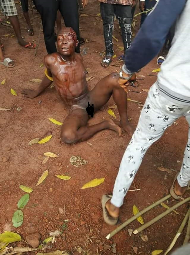 According to a Facebook user, the man was stripped, beaten and paraded nake...