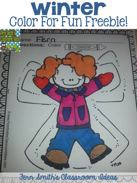 Fern Smith's Classroom Ideas Freebie Friday ~ FREE Color For Fun New Years and Winter Coloring Pages