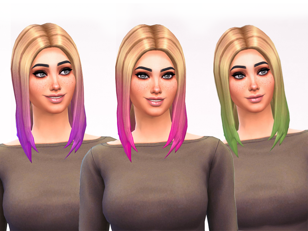 Blonde to DipDye/Ombre Hair CC for Sims 4 (Base Game Recolour