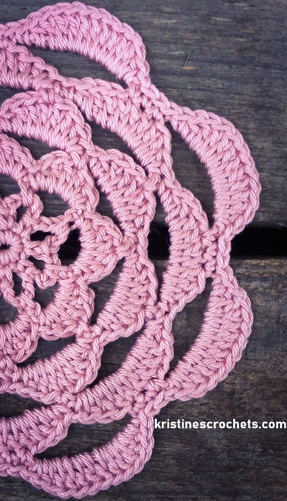 KristinesCrochets Crochet Rose Flower Doily Easy Free Pattern