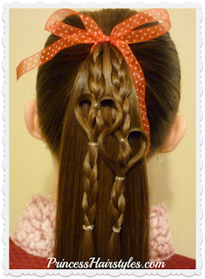 Cute and easy heart hair for Valentine's Day.