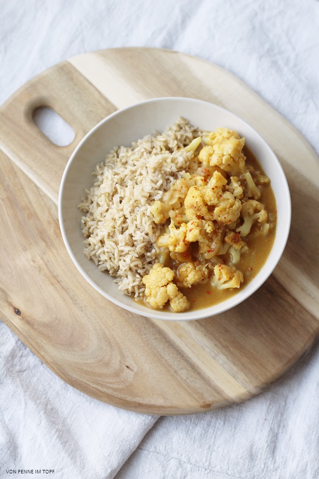 Penne im Topf Blumenkohl Curry {vegan}