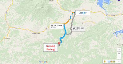 Route from Cianjur to Gunung Padang