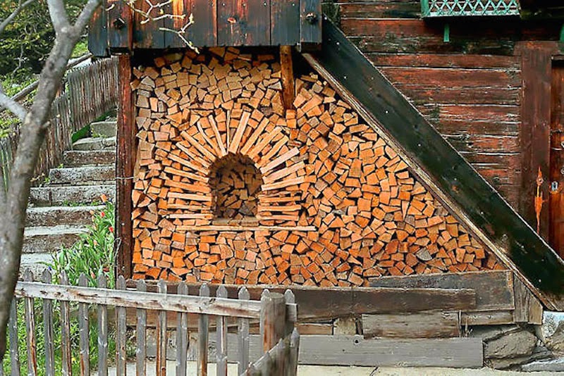 Fireplace Pile - These People Turned Log Piling Into An Art Form