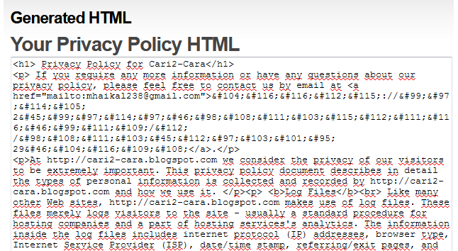 Cara Mudah Membuat Privacy Policy Untuk Blog ~ Cari2-Cara