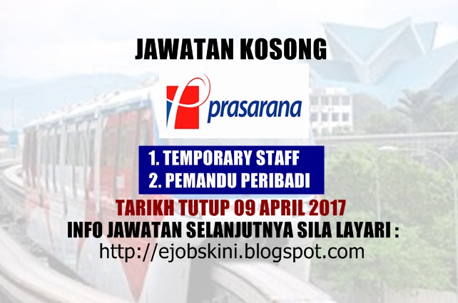 Jawatan Kosong Prasarana Malaysia Berhad 09 April 2017