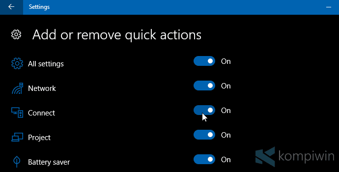 Cara Mengubah Letak/Jumlah Tombol Quick Action di Windows 10 9