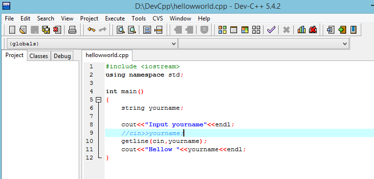 Dimensi TutupBotol: Tutorial Hellow World di C++ menggunakan DevC++