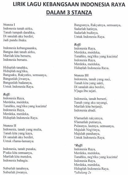 Lirik lagu indonesia raya 3 stanza pdf