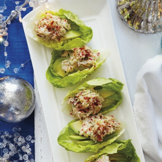 Christmas starter - Avocado and crab lettuce cups with recipe link