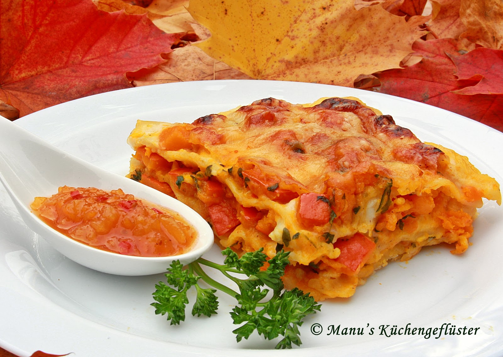 Manus Küchengeflüster: Lasagne vom Hokkaido-Kürbis mit Aprikosen-Chutney