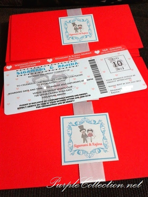 Boarding Pass Card,Carton Wedding Card, Red Carton Wedding Card, Singapore, SIA