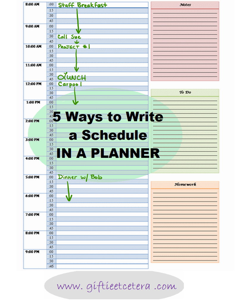 27 Ways to Write a Schedule in a Planner  Giftie Etcetera: 27 Ways