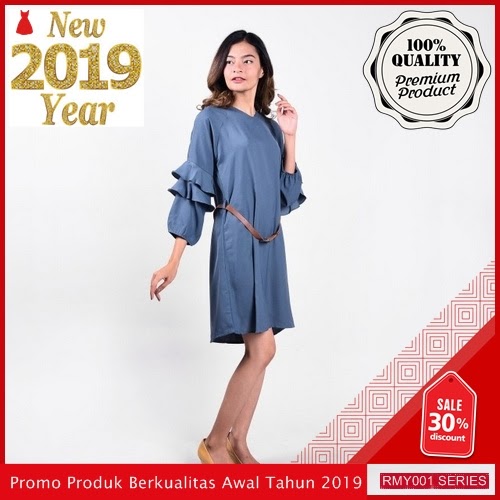 RMY028D33 Dress Tangan Panjang Creepe Keren Trendy BMGShop