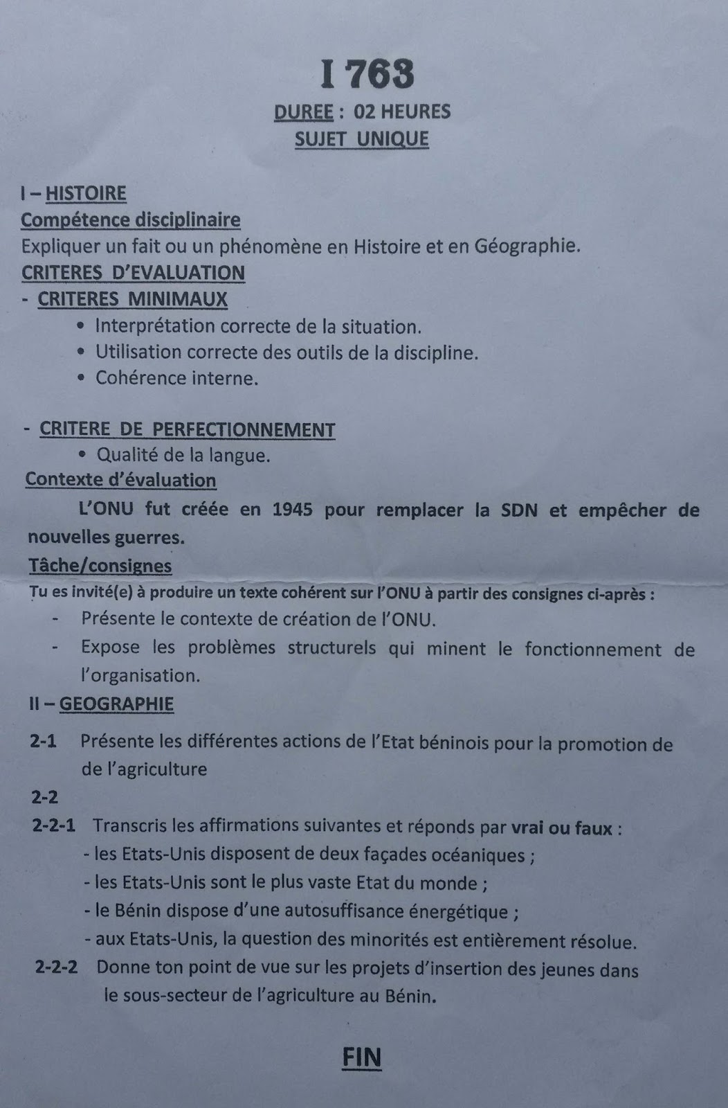 Astic Soutien Scolaire Epreuve De Pct Bac Benin 2018 Serie D