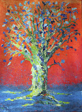 Green Tree with Blue Leaves