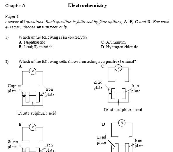 Electrochemistry 4 SPM: Questions Bank