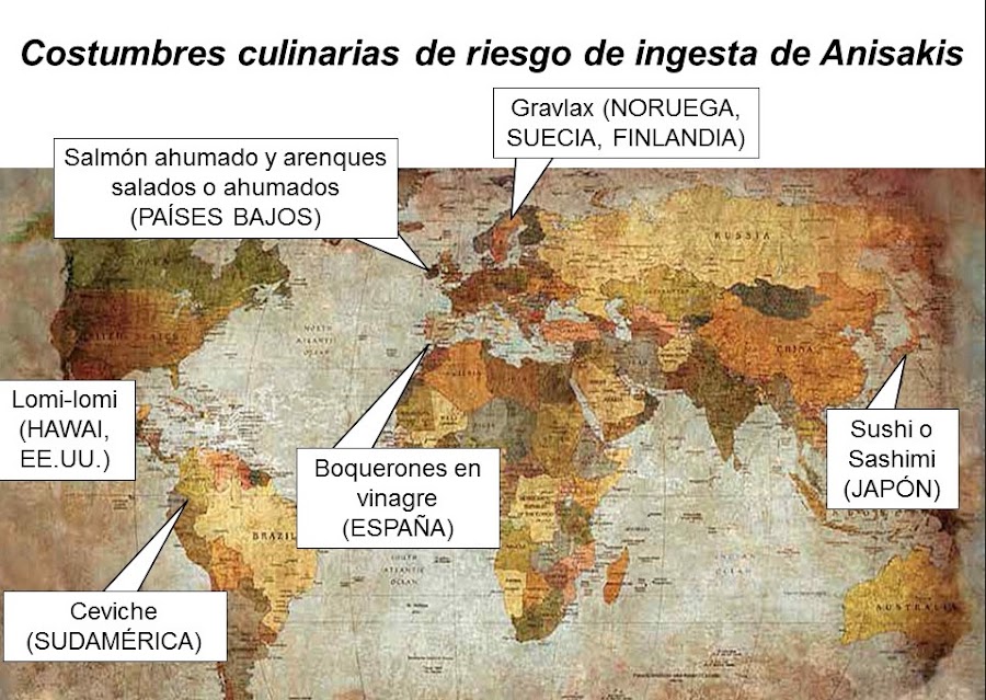 Costumbres culinarias de riesgo de ingesta de larva de Anisakis. Fuente: Jesús Jurado-Palomo