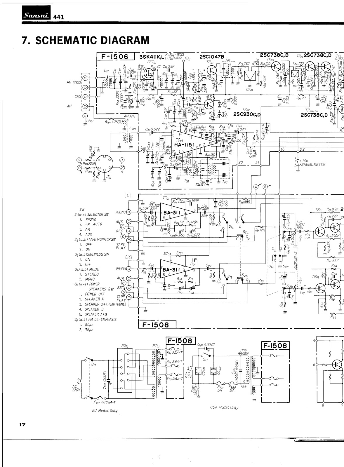 Sansui A 707 Circuit Diagram