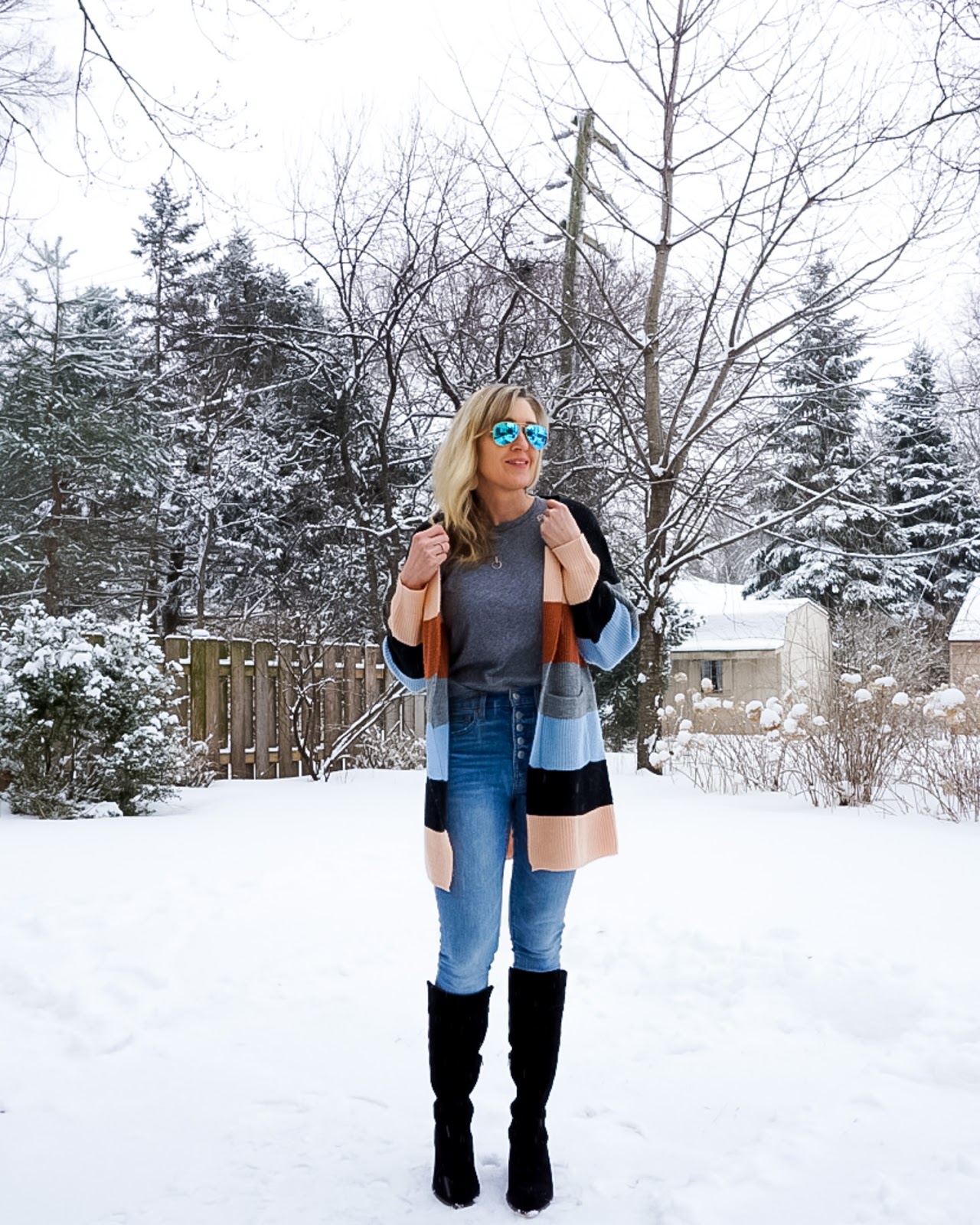 cute winter outfit idea with amazon cardigan