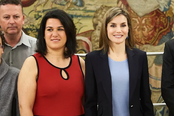 Queen Letizia of Spain attends an Audience to a representation of the Spanish Association against Leukodystrophy-ELA Spain