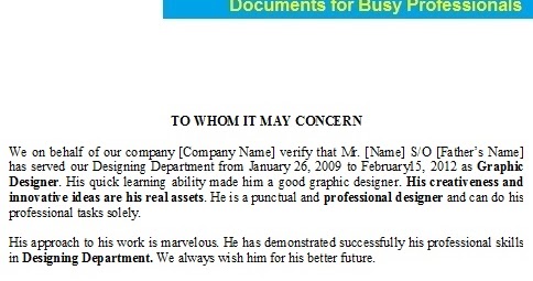 work experience certificate doc