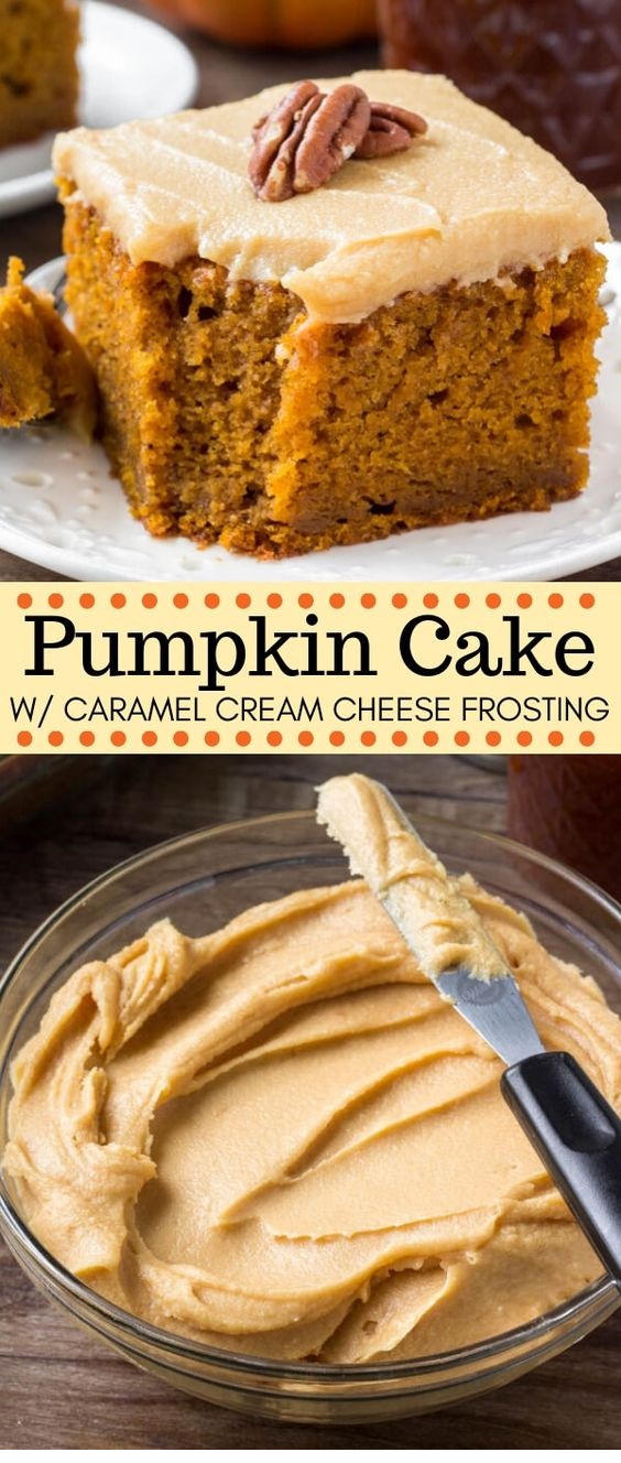Pumpkin Cake With Caramel Cream Cheese Frosting