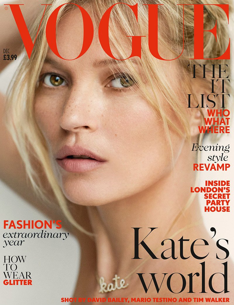 Kate Moss is the cover star of Vogue UK December 2014 issue