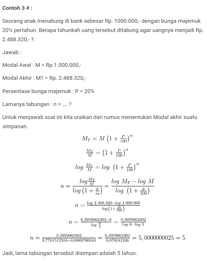 Contoh Soal Bunga Majemuk Matematika Bisnis